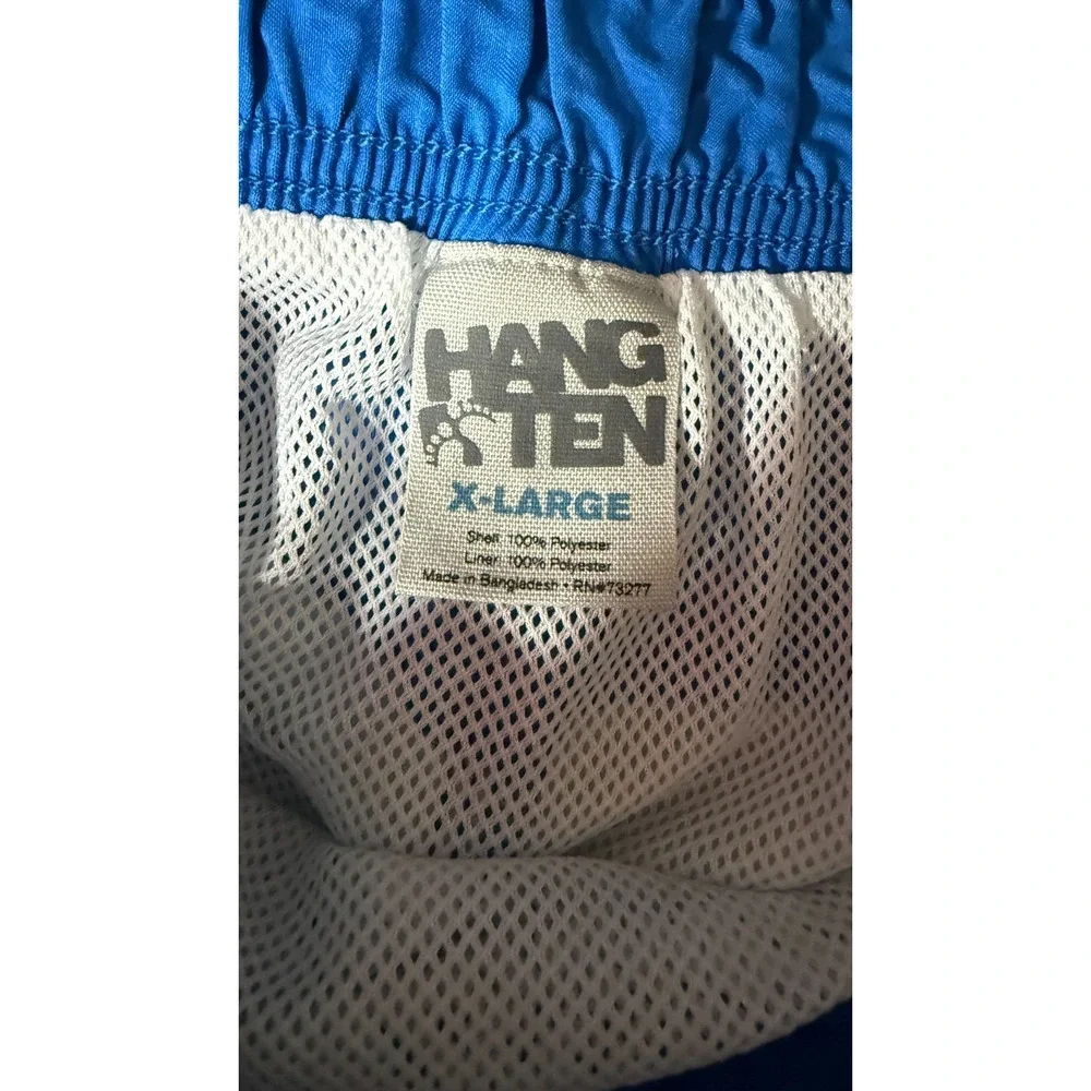 Hang Ten Boys XL18/20 Shark Print Swim Trunks Blue Board Shorts Mesh Lined Cargo